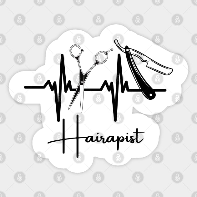 Hairapist Heartbeat Funny Hairstylist, Hairdresser Lover Sticker by JustBeSatisfied